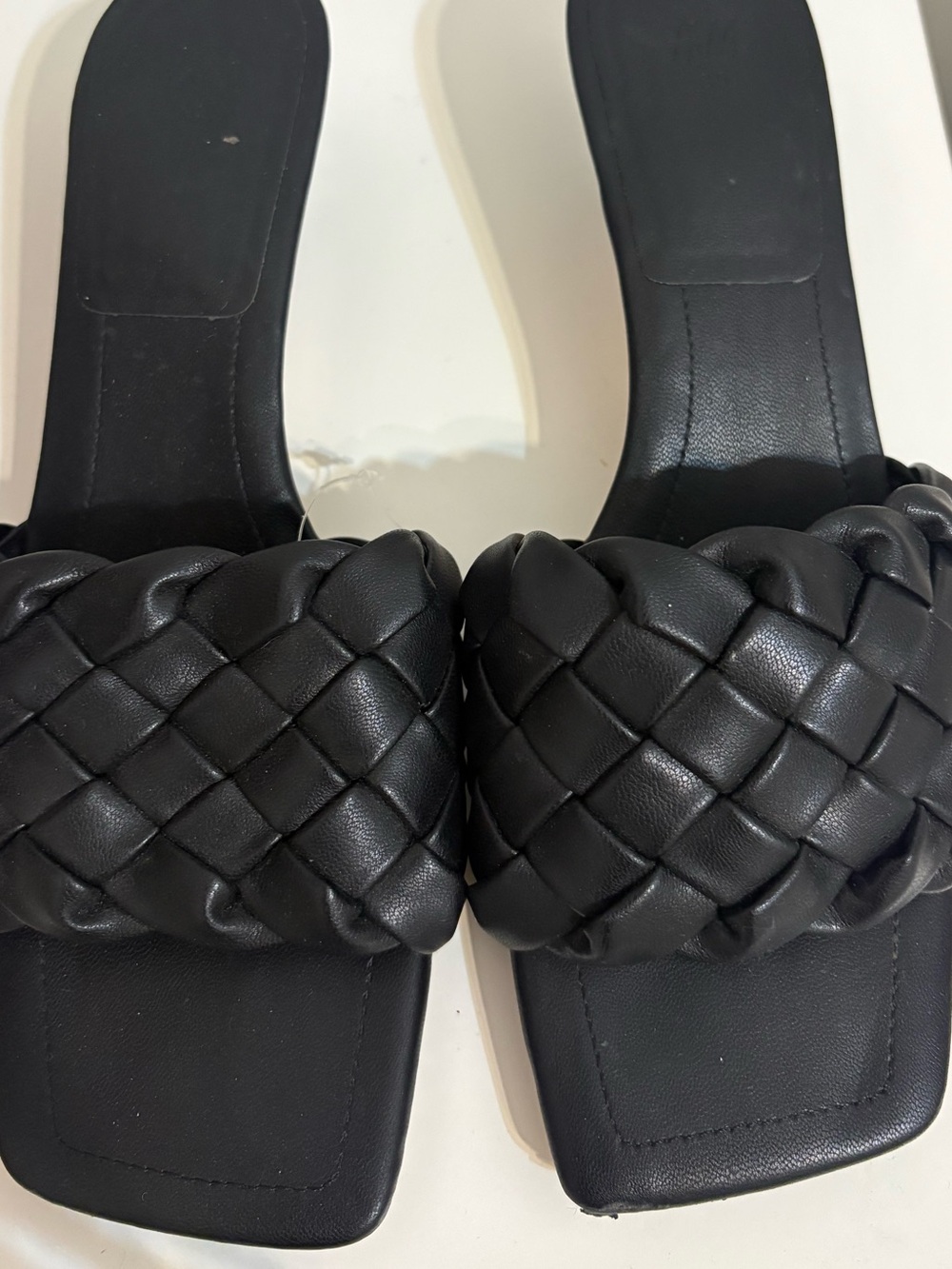 Black Braided Slide Sandals - Women